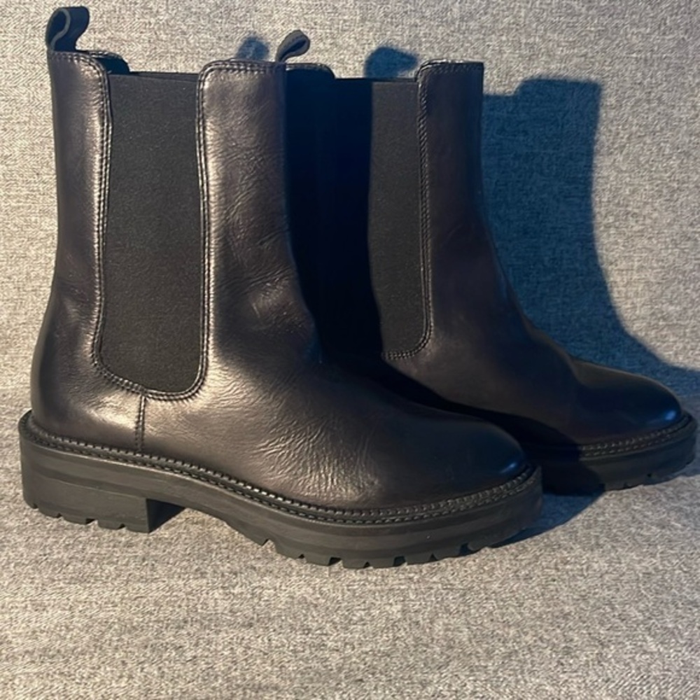 Dune London Picture Platform Chelsea leather black Boots. NEW size EU 39